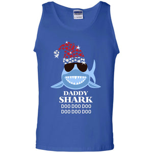 Daddy Shark With Santa Claus Hat Merry X-mas Family Shark Gift ShirtG220 Gildan 100% Cotton Tank Top