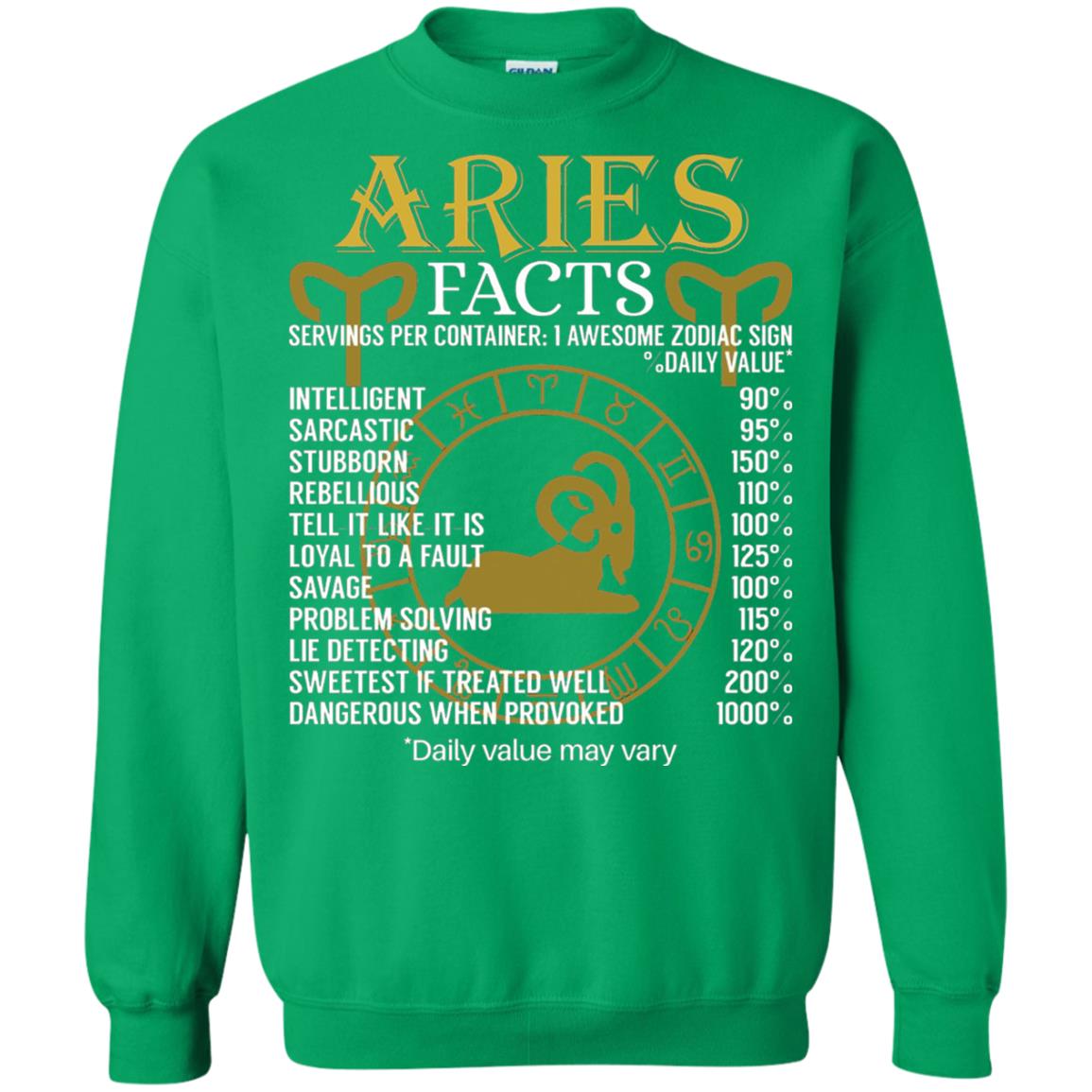 Aries Facts Zodiac Sign T-shirt Irish Green