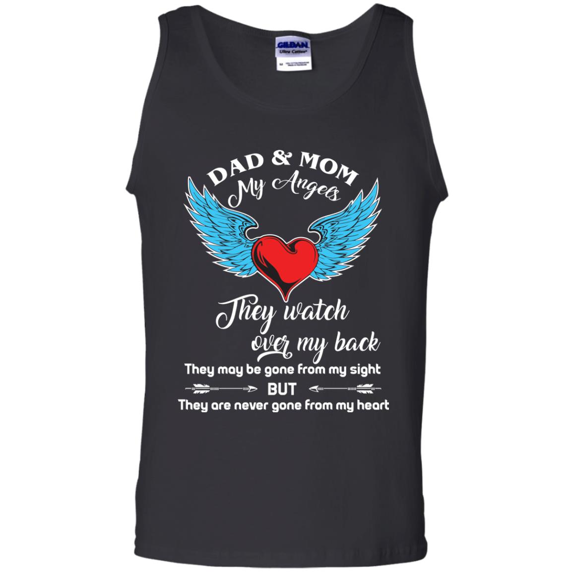 Dad And Mom My Angels They Watch Over My Back Family T-shirt Black