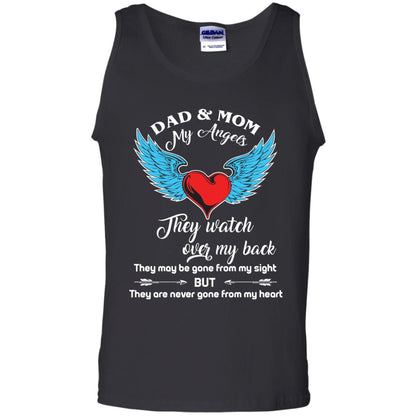 Dad And Mom My Angels They Watch Over My Back Family T-shirt Black