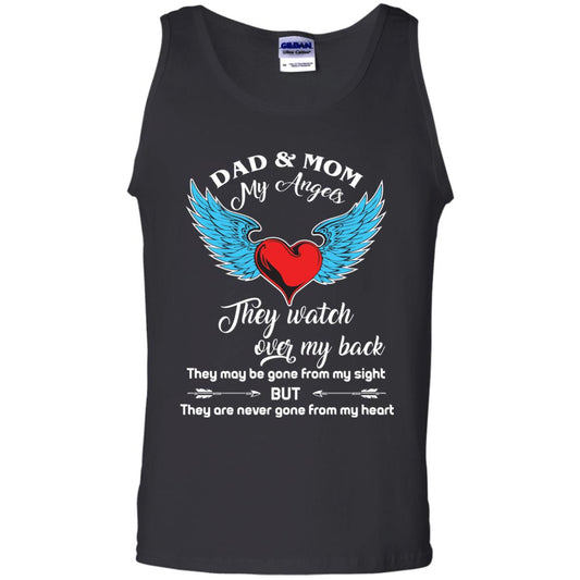Dad And Mom My Angels They Watch Over My Back Family T-shirt Black