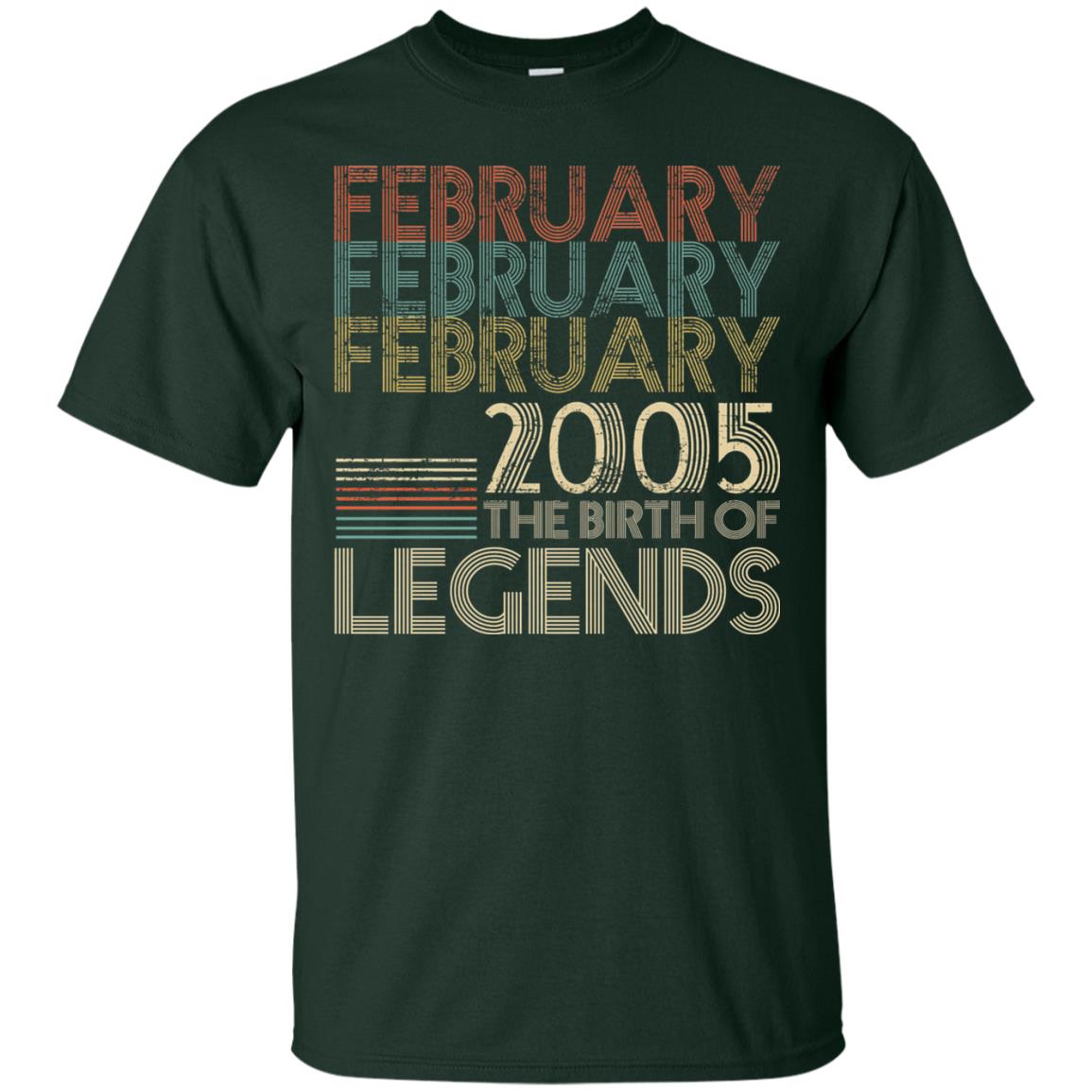 February Retro Classic Vintage 2005 The Birth Of Legends 13th Birthday T-shirt Forest