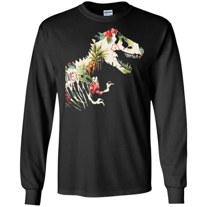 Dinosaur T-shirt Floral Tropical Hawaiian Pattern T Rex Black