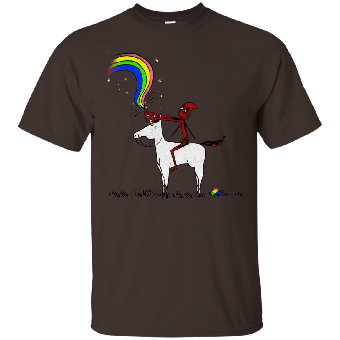 Deadpool With Unicorn Movie T-shirt Dark Chocolate