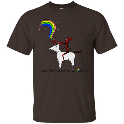 Deadpool With Unicorn Movie T-shirt Dark Chocolate
