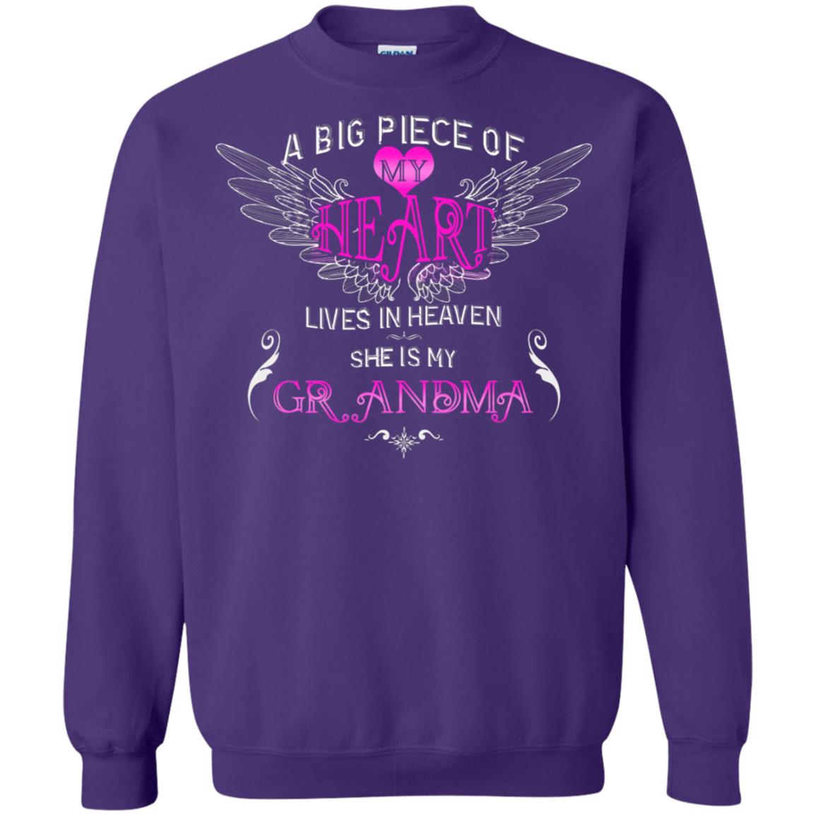 A Big Piece Of My Heart Lives In Heaven She Is My Grandma Grandchildren Gift Shirt Purple