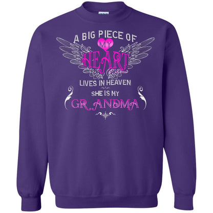 A Big Piece Of My Heart Lives In Heaven She Is My Grandma Grandchildren Gift Shirt Purple