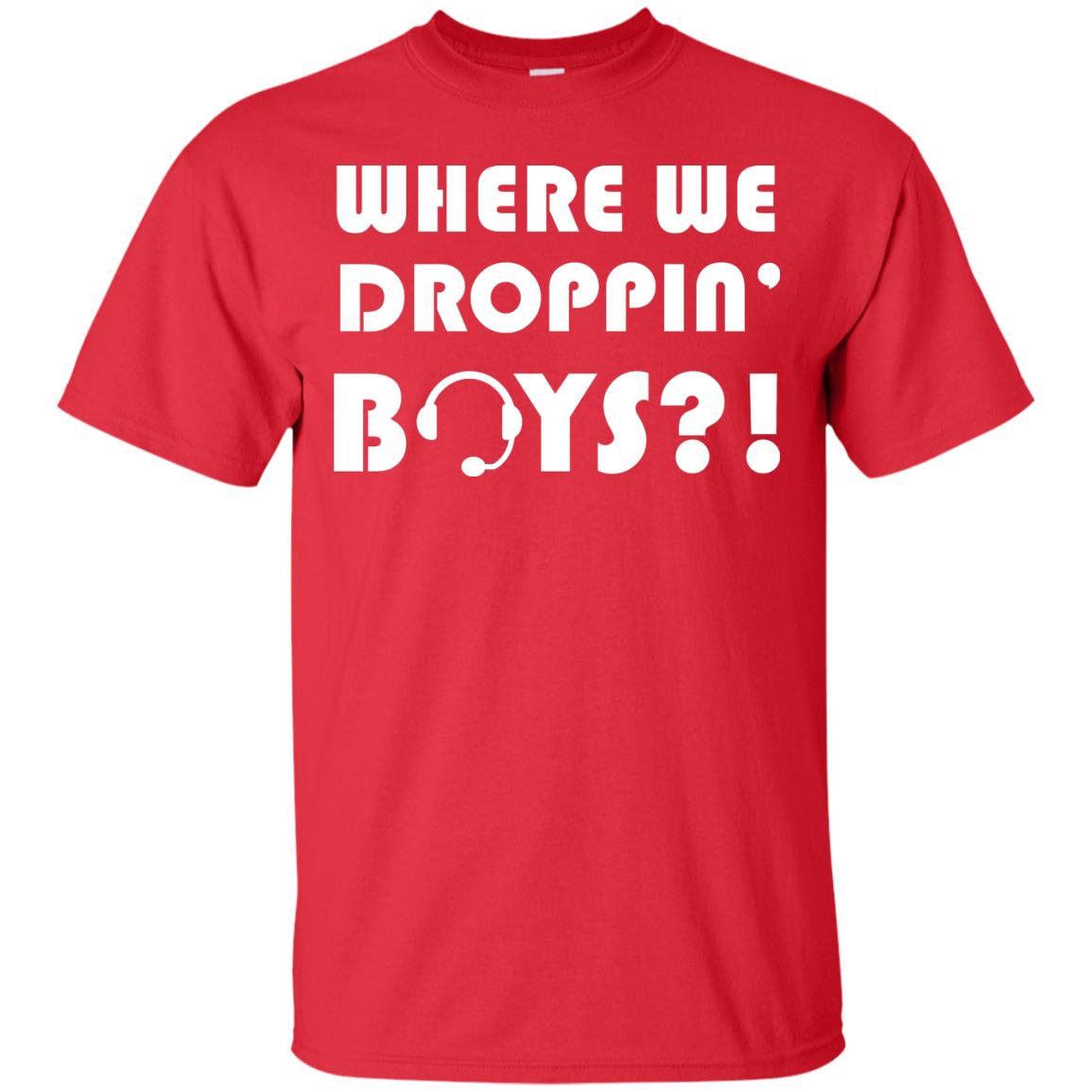 Where We Dropping Boys Gamer Shirt Red