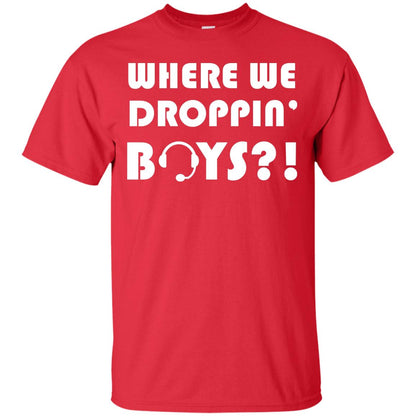 Where We Dropping Boys Gamer Shirt Red