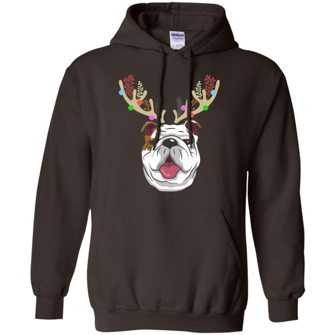 Dog Lovers T-shirt Funny Bulldogs With Antlers Dark Chocolate