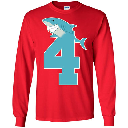 4th Birthday Shark Party Shirt Red