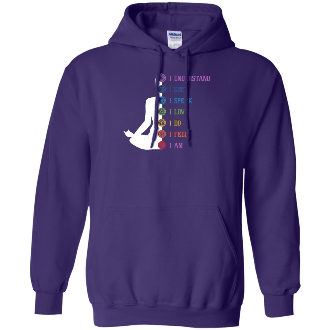 Chakra Meditation Yoga T-shirt I Speak I Love I Do I Feel I Am Purple