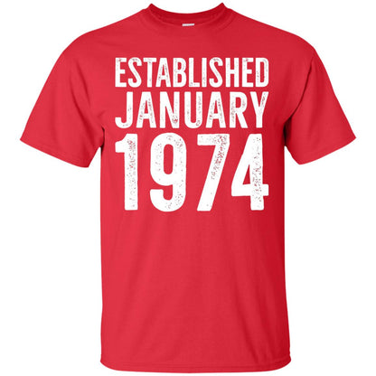 Established January 1974 43rd Birthday T-shirt Red