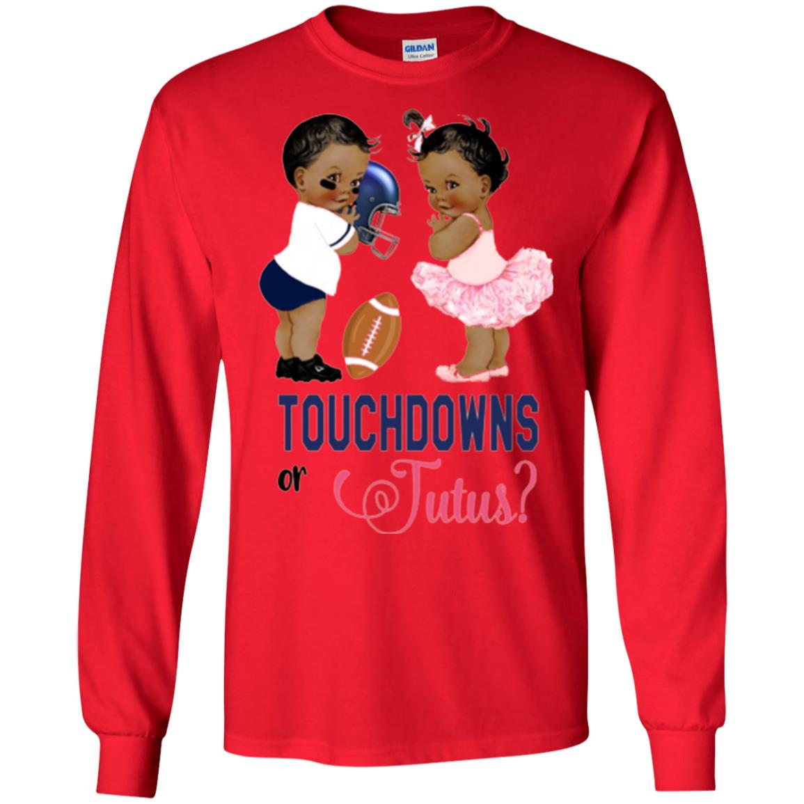 Ethnic Touchdowns Or Tutus Gender Reveal Party Football Lover T-shirt Red