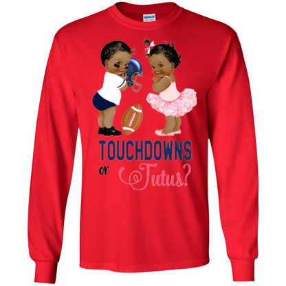 Ethnic Touchdowns Or Tutus Gender Reveal Party Football Lover T-shirt Red