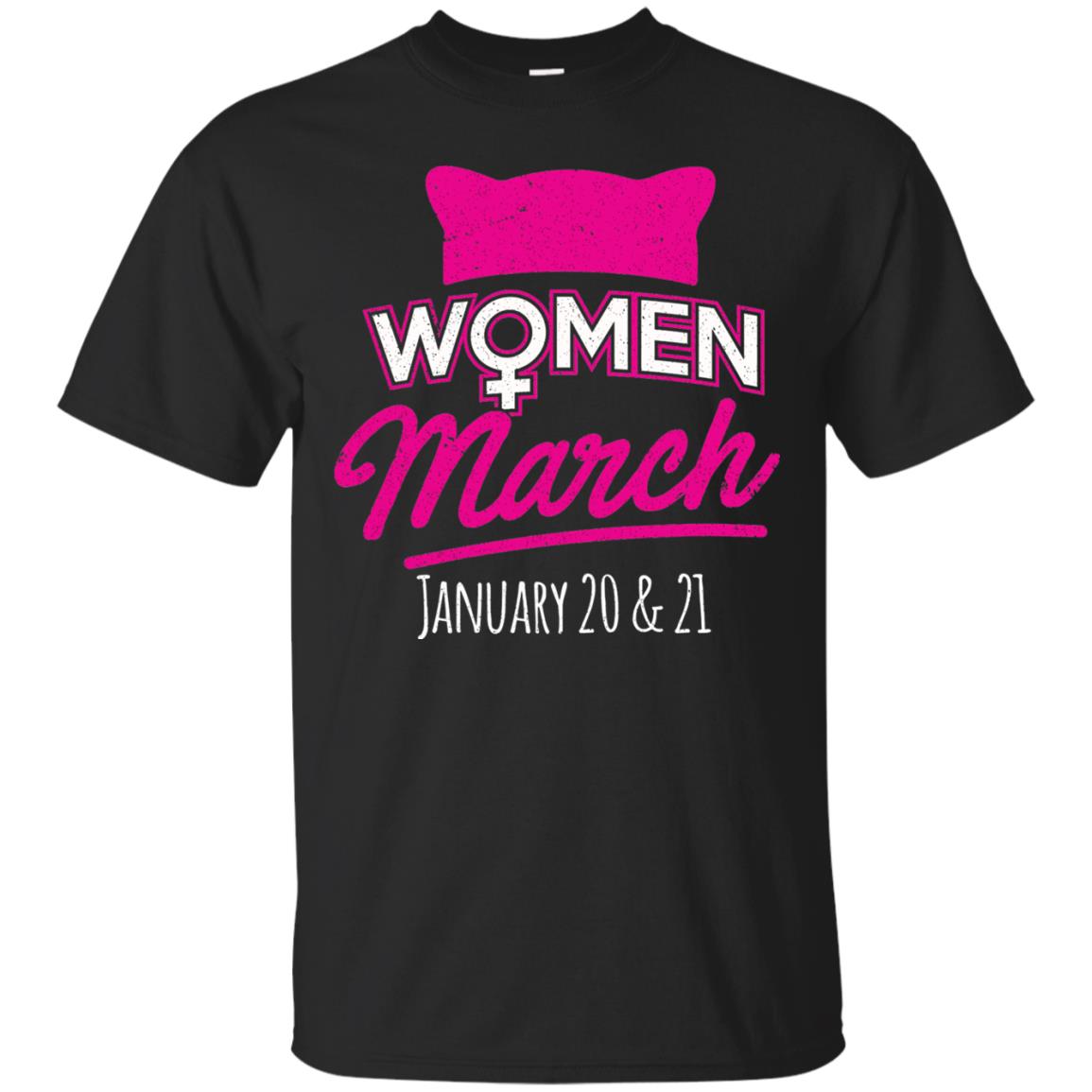 Women's Right T-shirt Women March January 2018 Pussycat Ears Hat Black