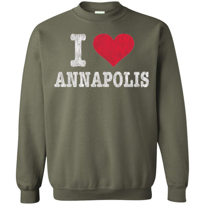 Distressed Retro I Love Annapolis T-shirt Military Green