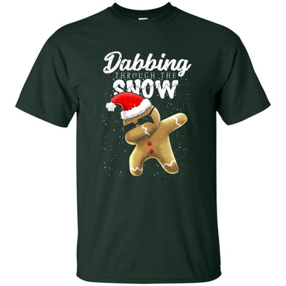 Dabbing Gingerbread T-shirt Dabbing Through The Snow Forest Green