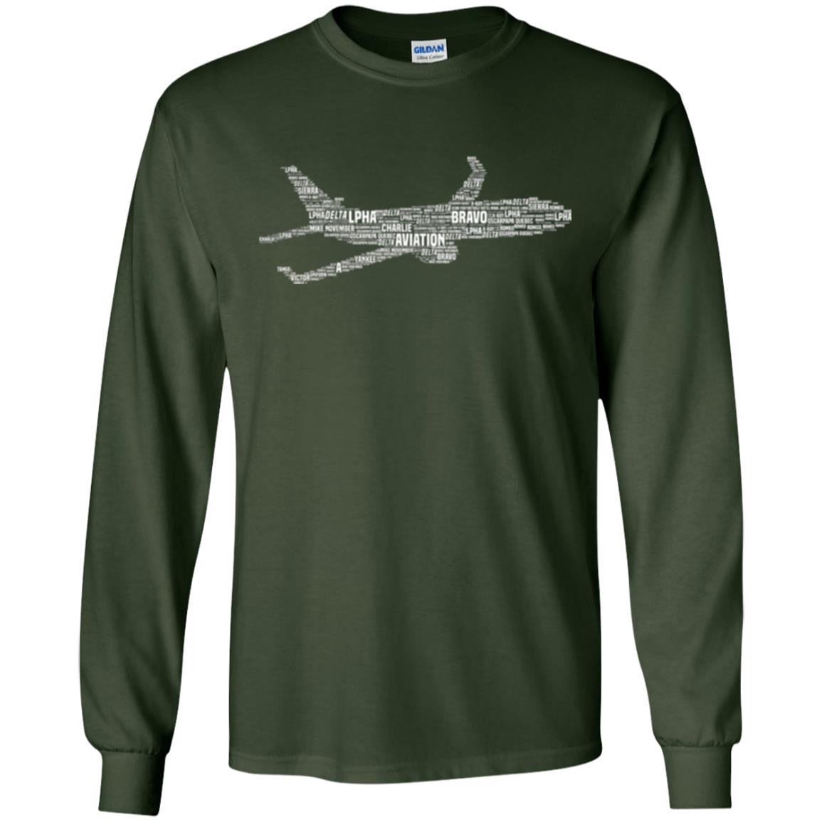 Alphabet Airplane Pilot T-shirt Forest Green