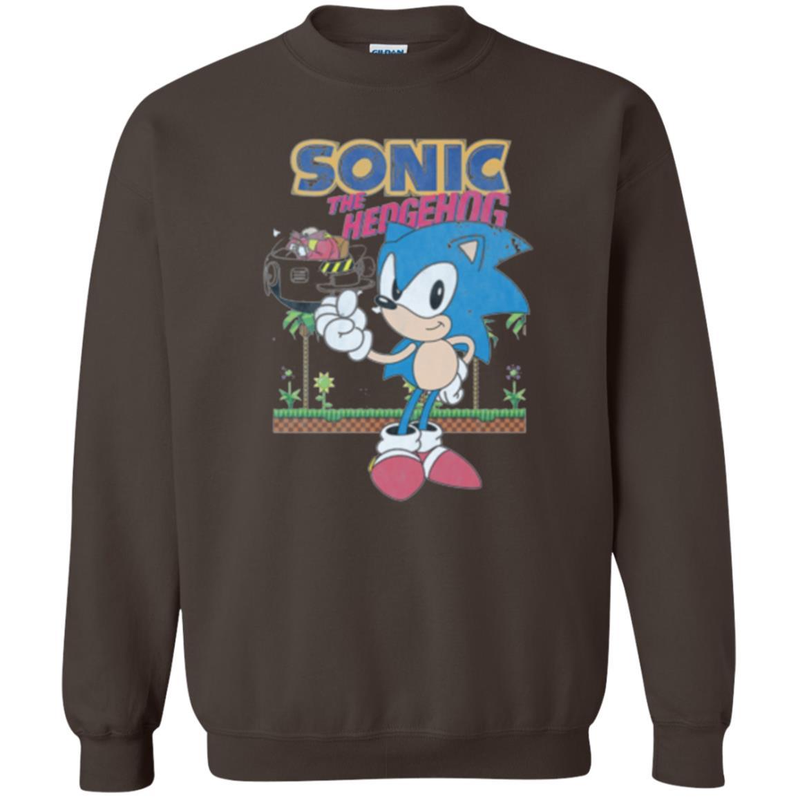 Gamer T-shirt Sega Sonic The Hedgehog Battles Dr. Eggman Robotnik Dark Chocolate