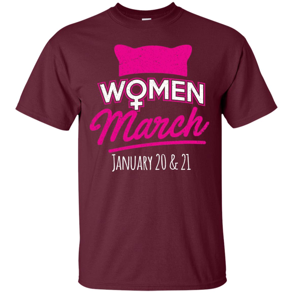 Women's Right T-shirt Women March January 2018 Pussycat Ears Hat Maroon