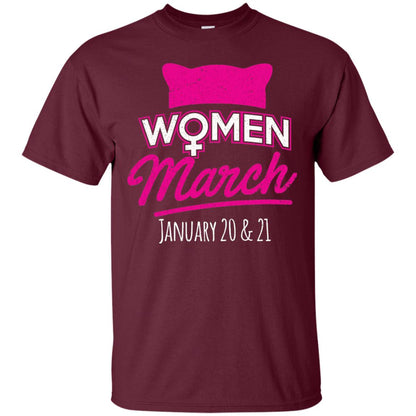 Women's Right T-shirt Women March January 2018 Pussycat Ears Hat Maroon