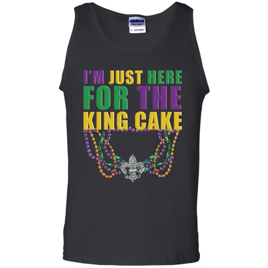 Mardi Gras Beads T-shirt I_m Just Here For The King Cake Black