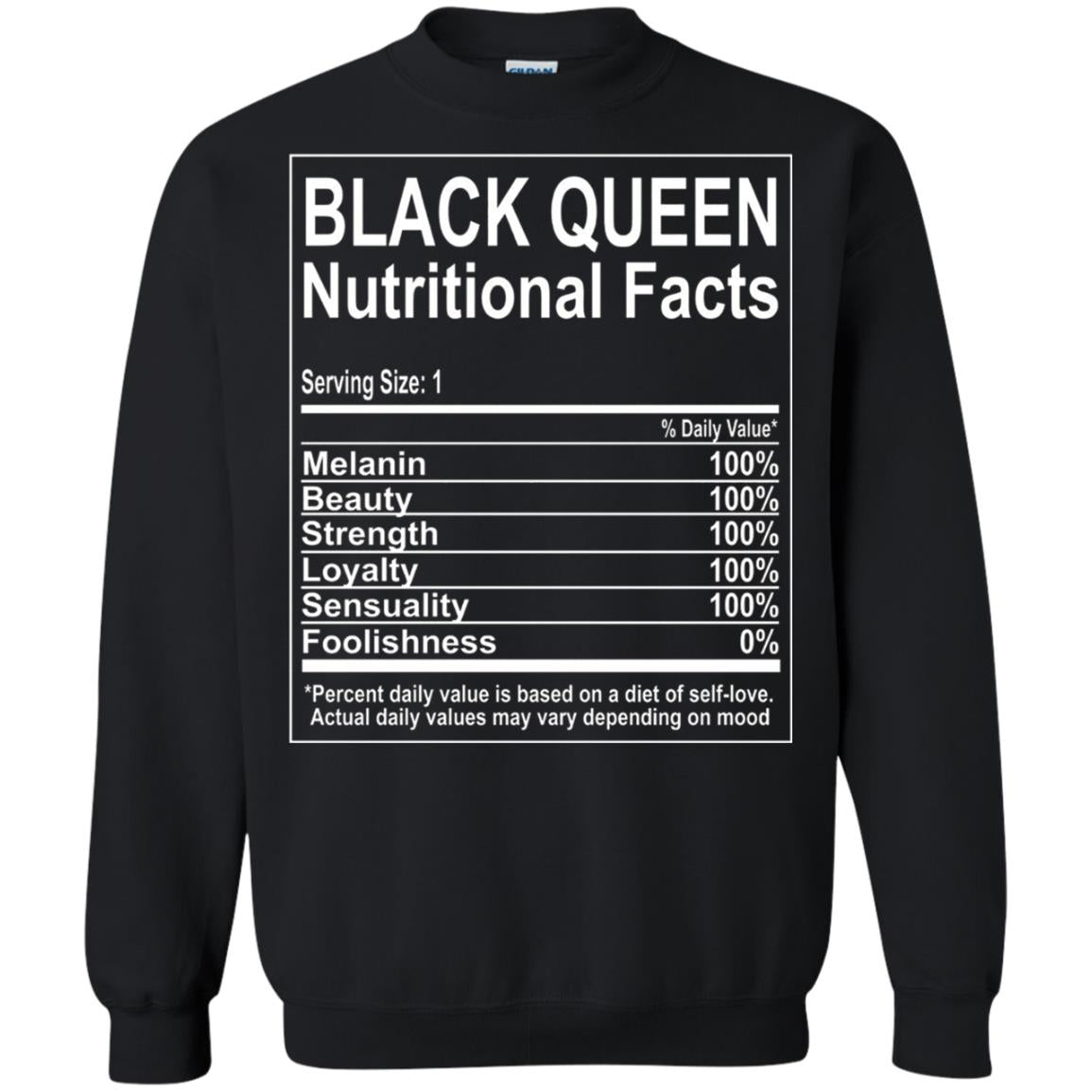 Black Queen Nutritional Facts T-shirt Self Love Black