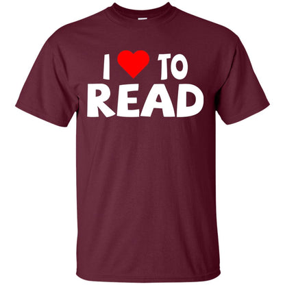 I Love To Read Heart Reader T-shirt Maroon