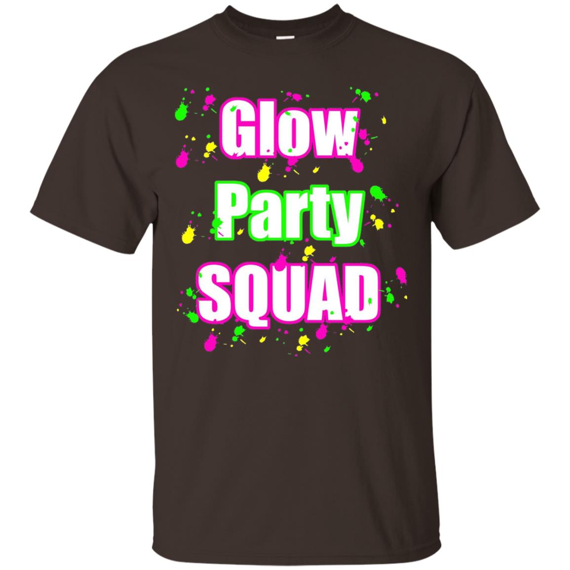 Glow Party Squad Paint Splatter Effect Neon Glow Party Shirt For Girls Dark Chocolate