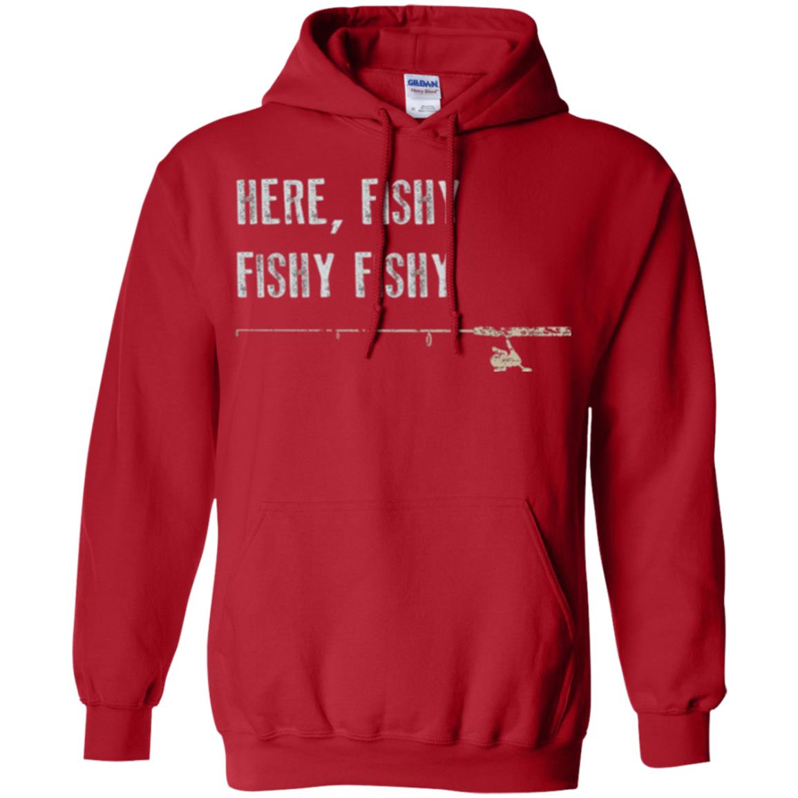 Fishing Lover T-shirt Here Fishy Fishy Red