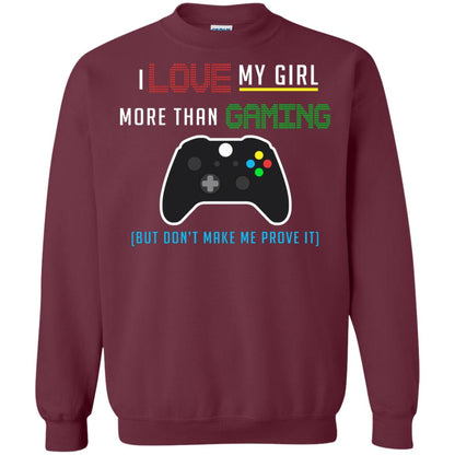 Gamer T-shirt I Love My Girl More Than Gaming Maroon