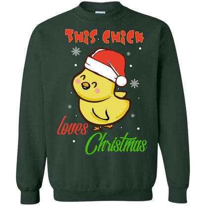 This Chicks Loves Christmas X-mas Gift Shirt Forest Green