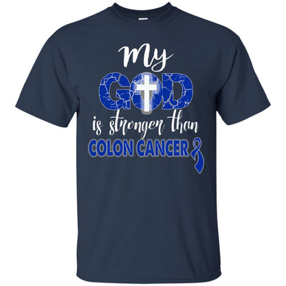 My God Is Stronger Than Colon Cancer T-shirt Navy