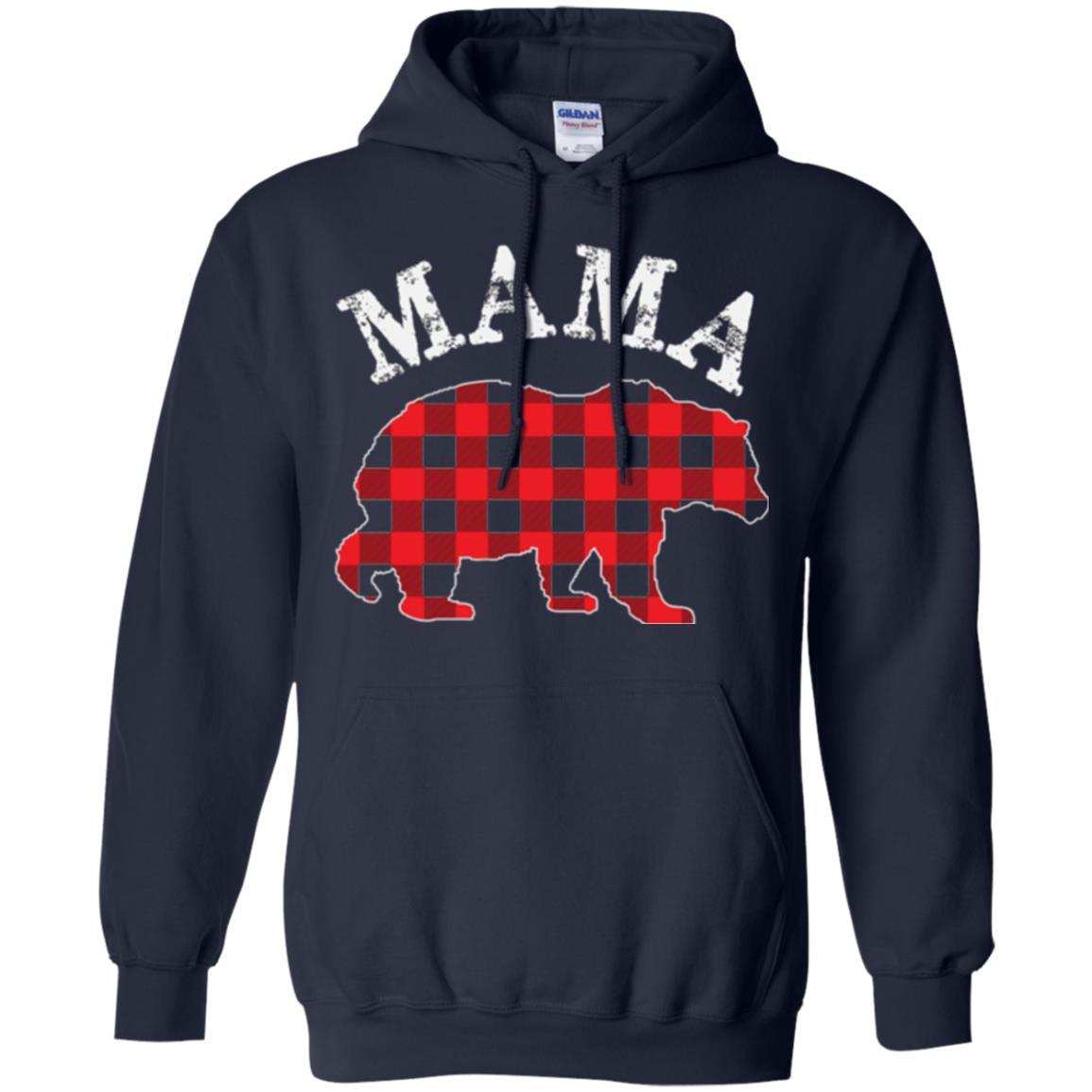 Mama T-shirt Red Plaid Mama Bear Navy