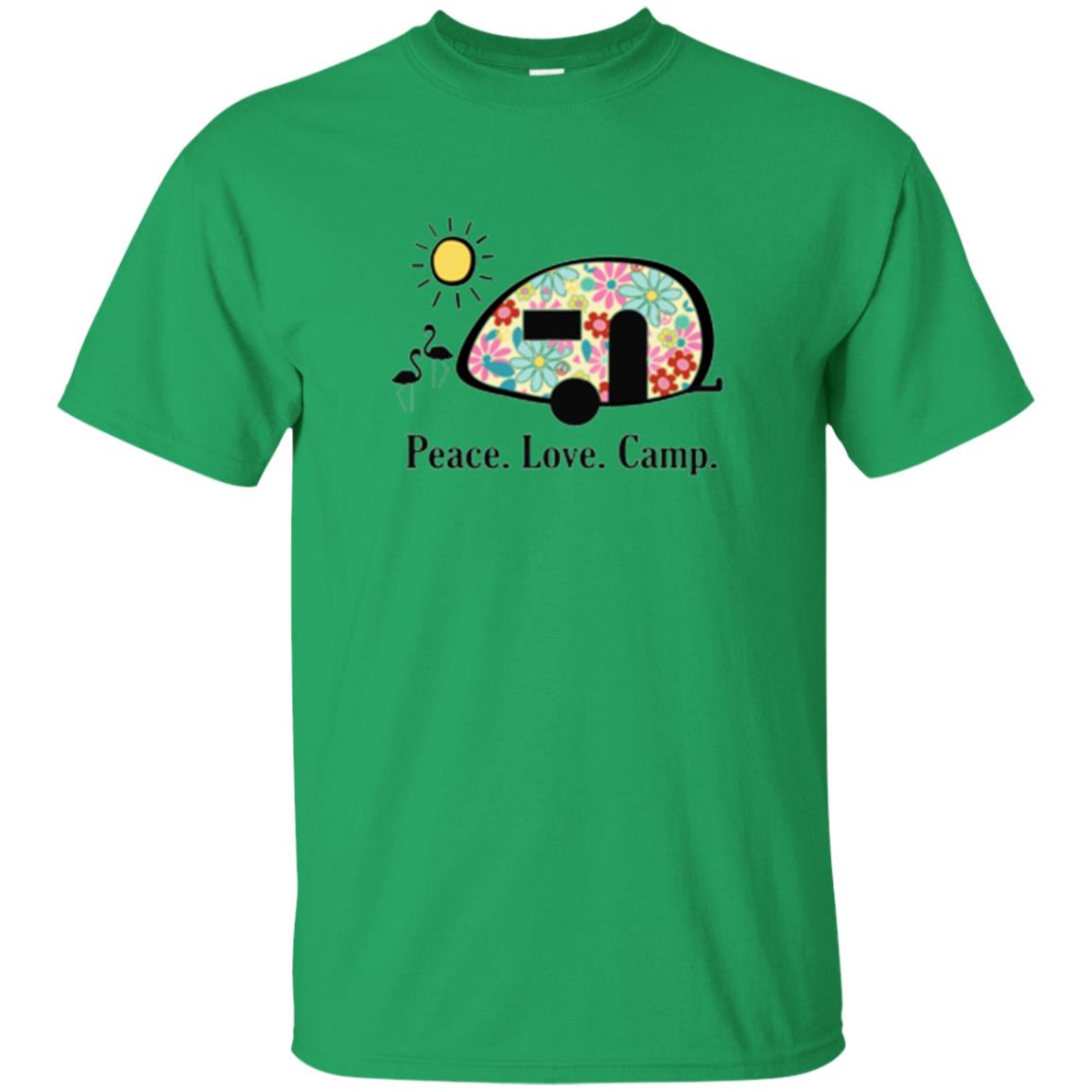 Camping Lover T-shirt Peace Love Camp Irish Green