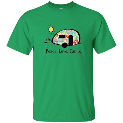 Camping Lover T-shirt Peace Love Camp Irish Green