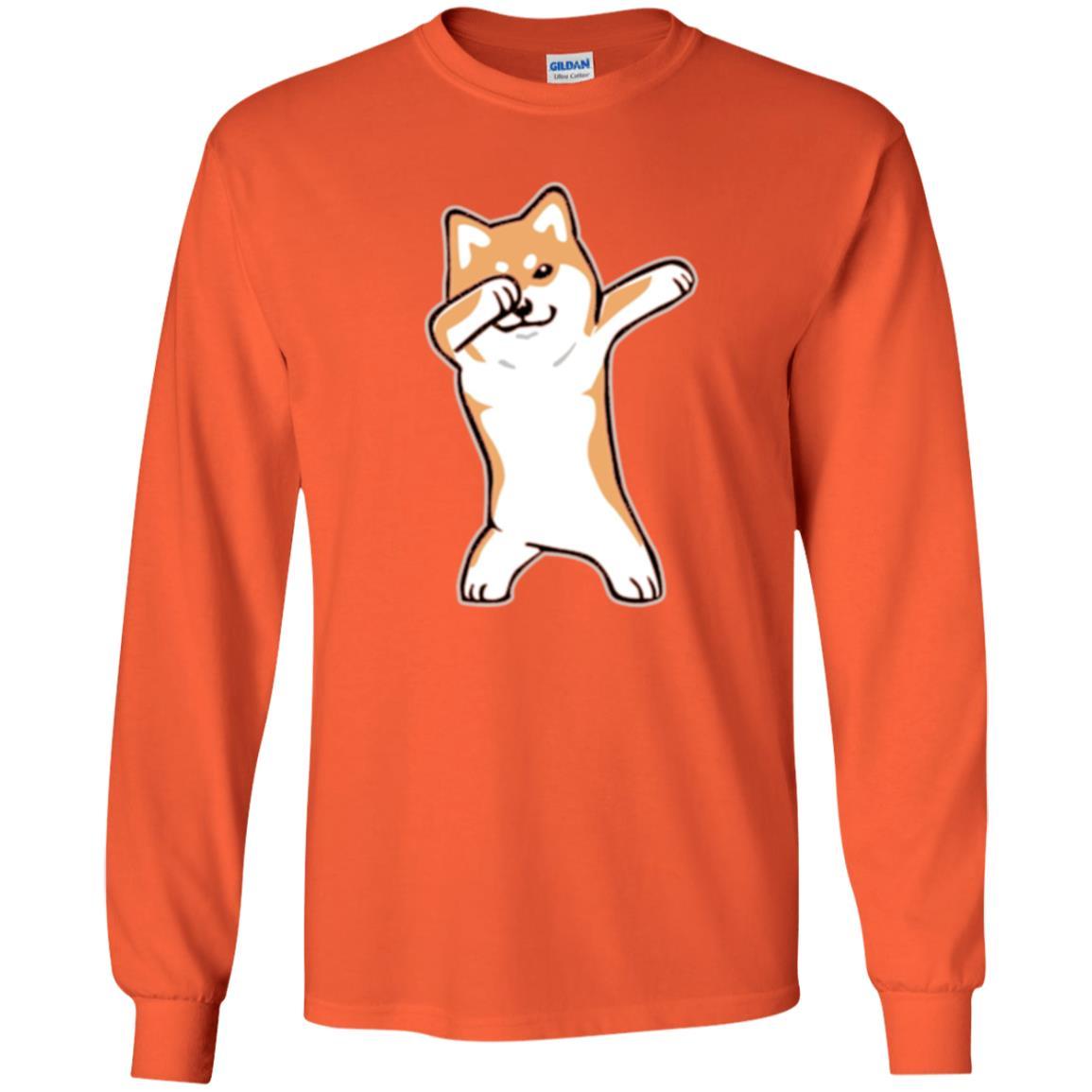 Dog Lover T-shirt Dabbing Shiba Inu Doge Orange