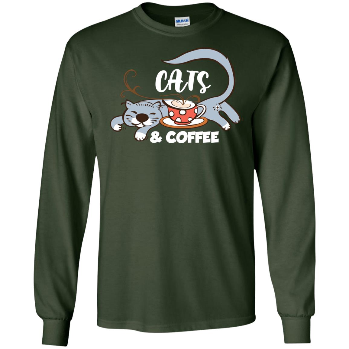 A Good Day Start With Cat And Coffee Cat Lover T-shirt Forest Green