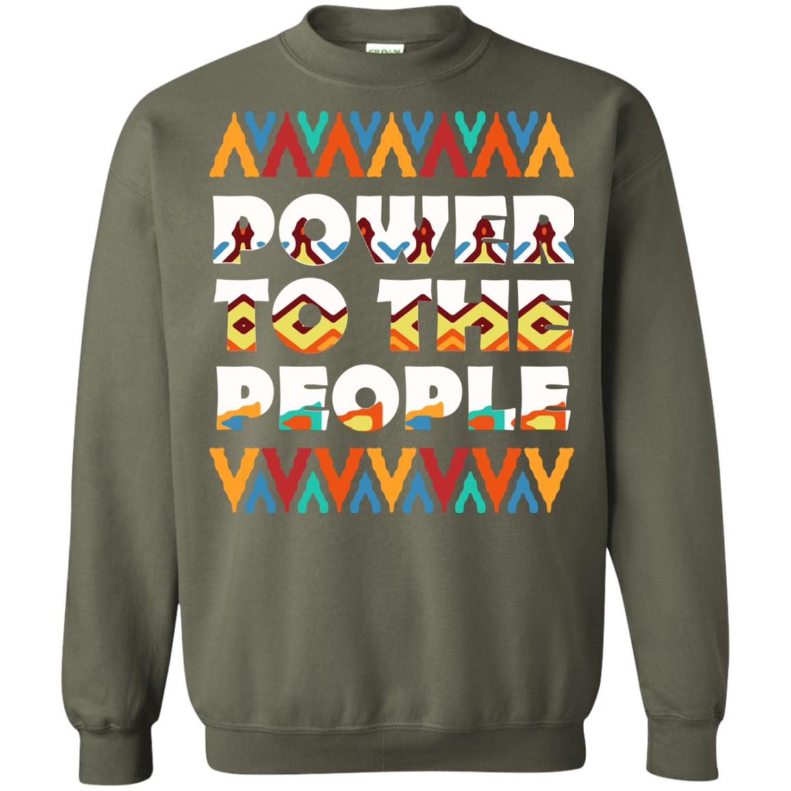 African American T-shirt Power To The People Military Green