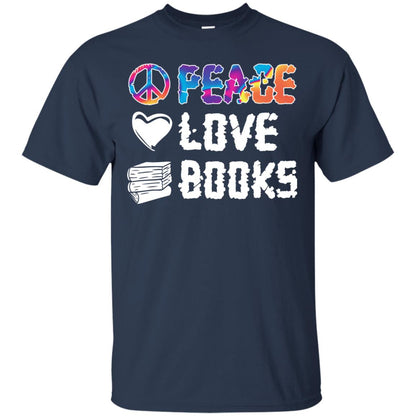 Peace Love Books Bookworm T-shirt Navy