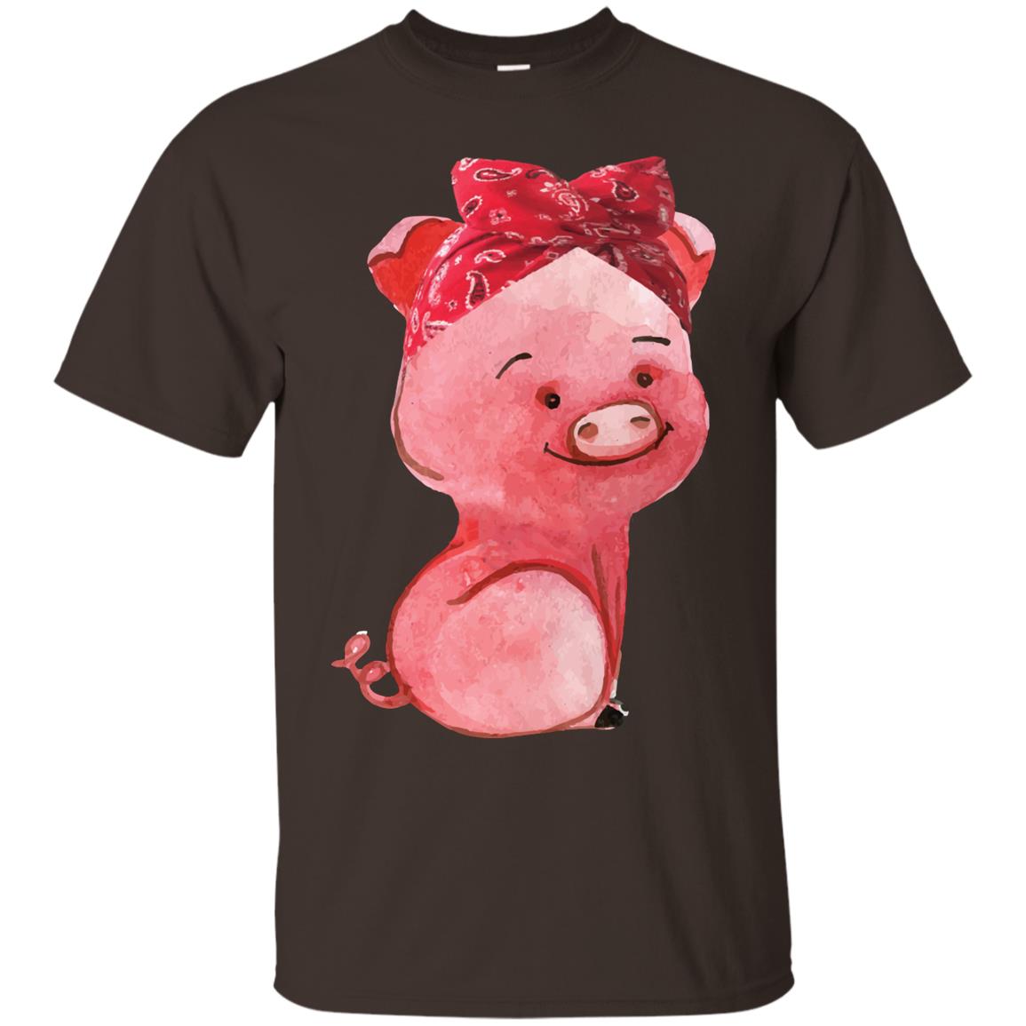 Pig Bandana Cute Pig Lovers Shirt For Girl And Women Dark Chocolate