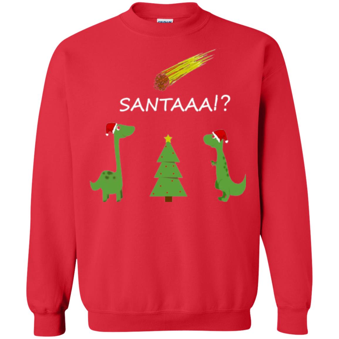 Christmas T-shirt Funny Dinosaus Santaaa Red