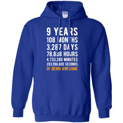 9th Birthday T-shirt 9 Years Old Being Awesome Royal