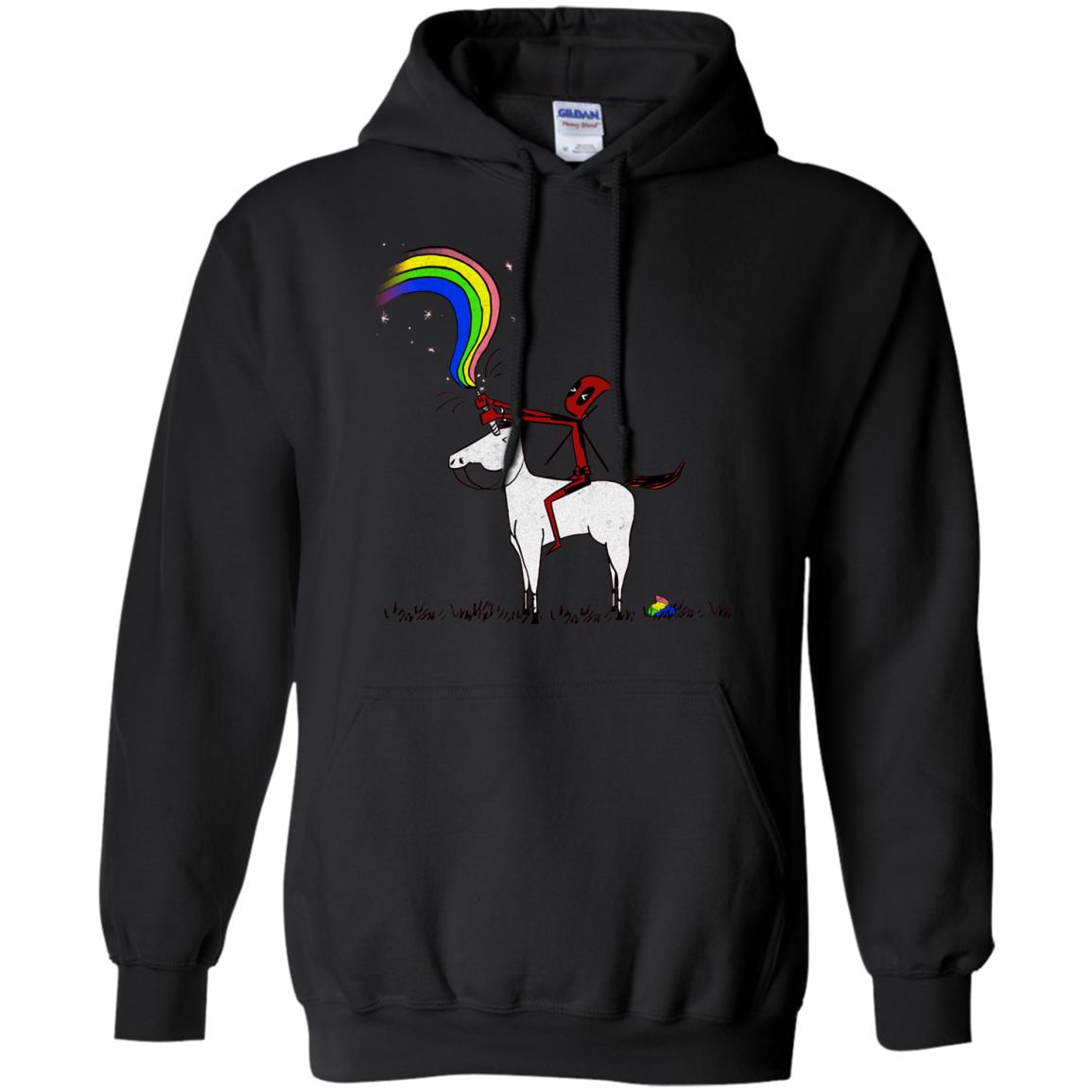 Deadpool With Unicorn Movie T-shirt Black