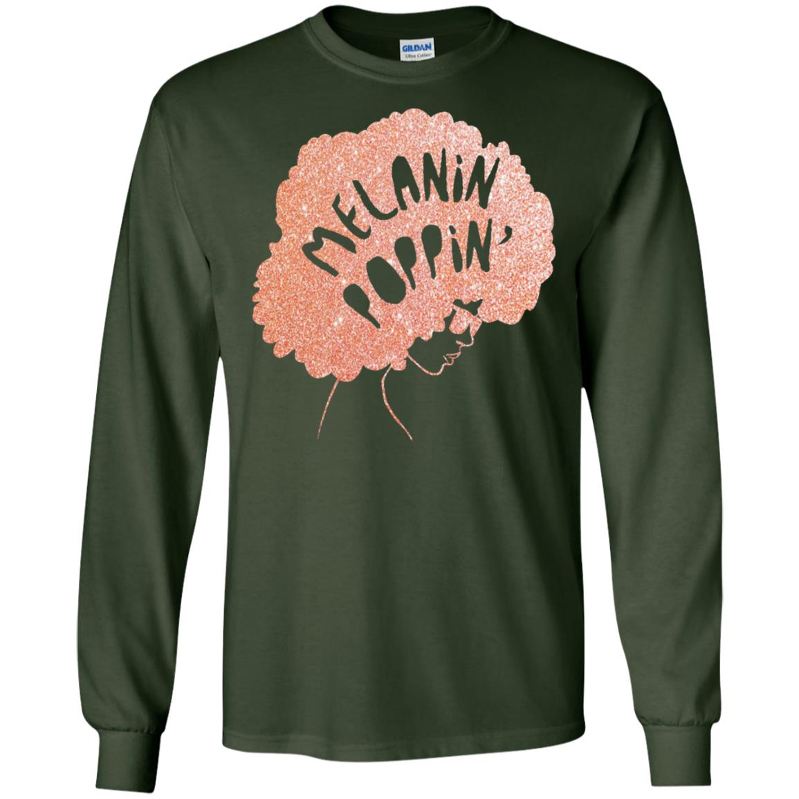 Melanin Poppin Black Beauty African Pride Rose Gold T-shirt Forest Green