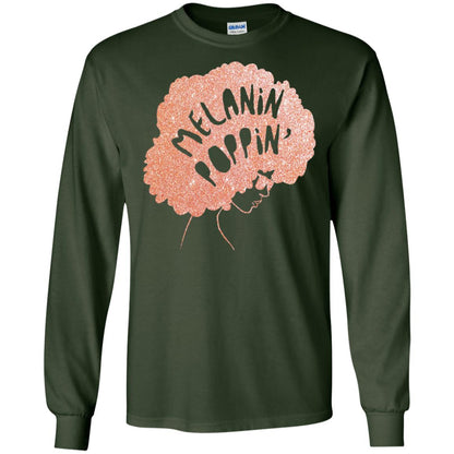 Melanin Poppin Black Beauty African Pride Rose Gold T-shirt Forest Green