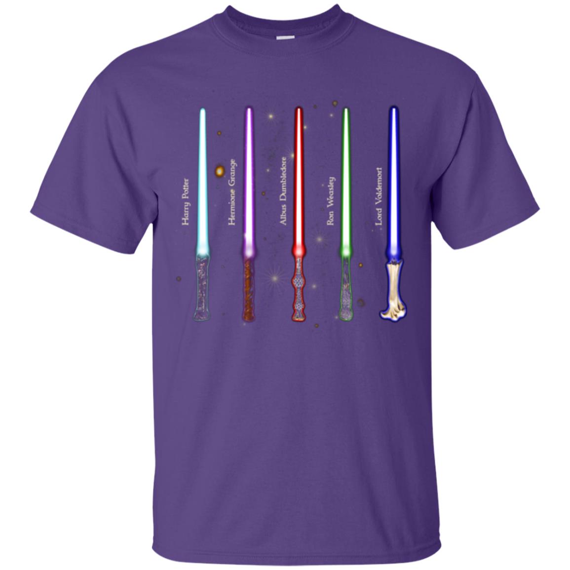 Harry Potter Lightsaber Wands Movie Fan T-shirt Purple