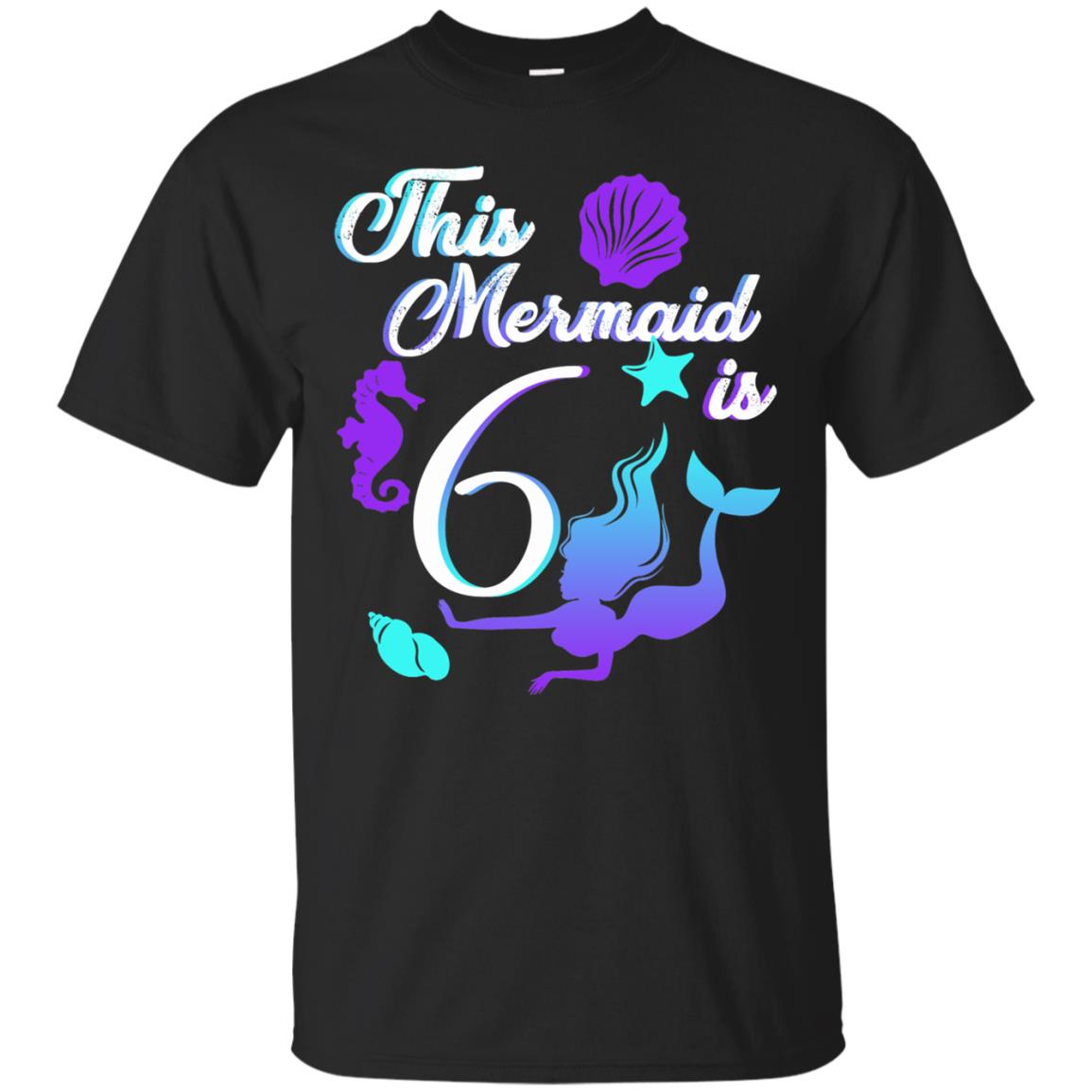 6th Birthday Shirt This Mermaid Is 6 Black