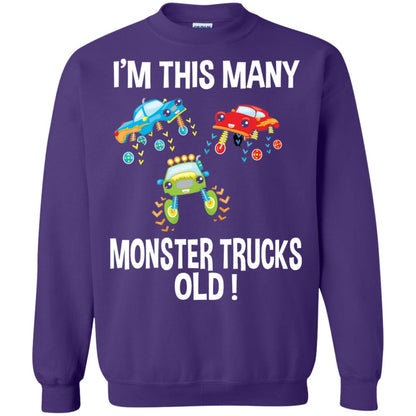 Birthday 3th Shirt Im This Many Monster Trucks Old Purple